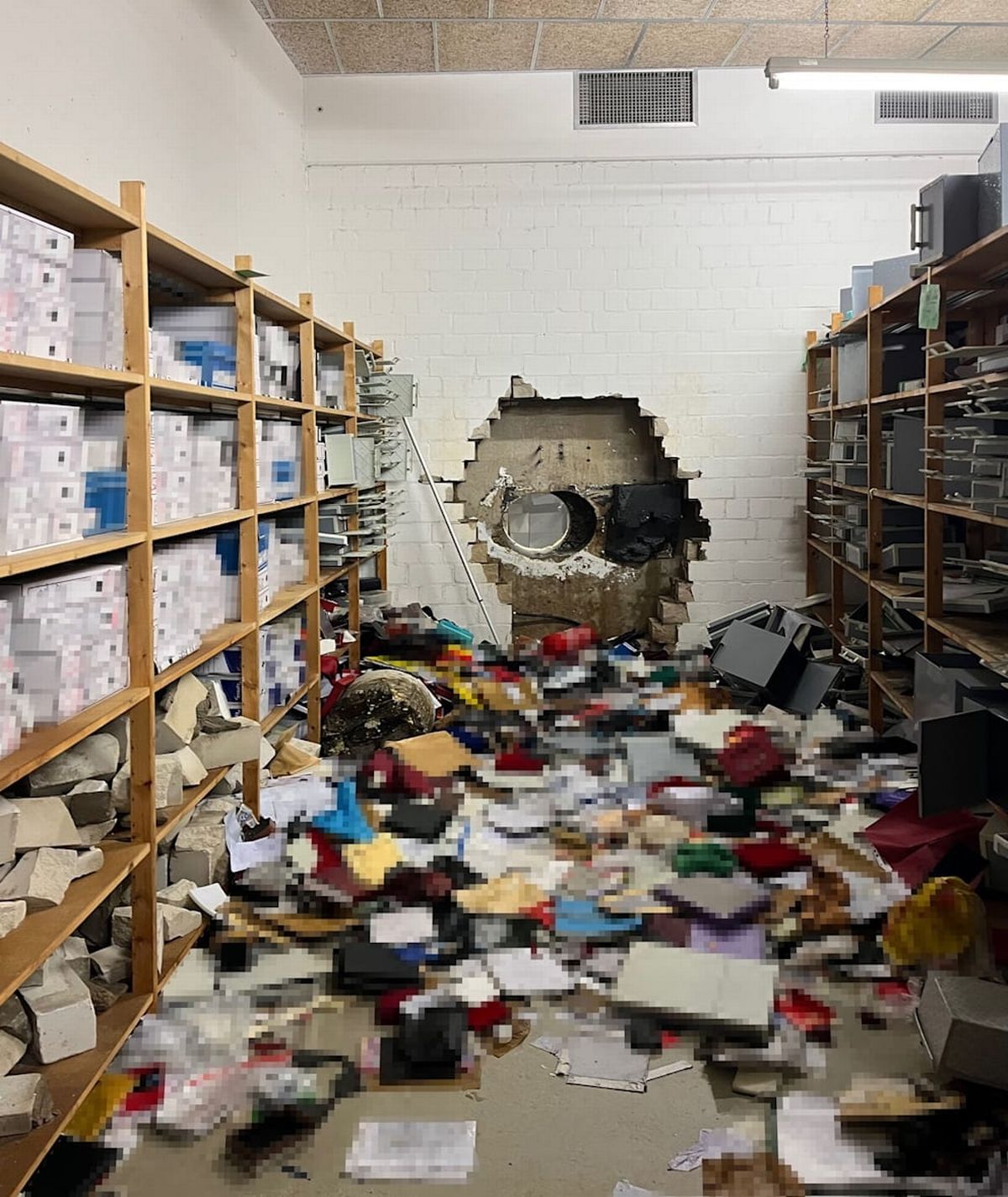 The hole made by the German criminals 