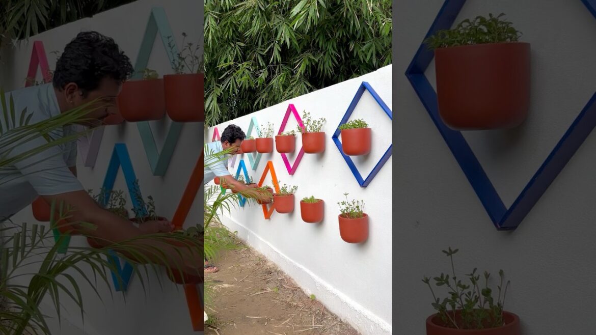 DIY Vertical Garden Setup ☘️ #diy #diybyjeet #garden #gardendesign #youtubeshorts @diybyjeet