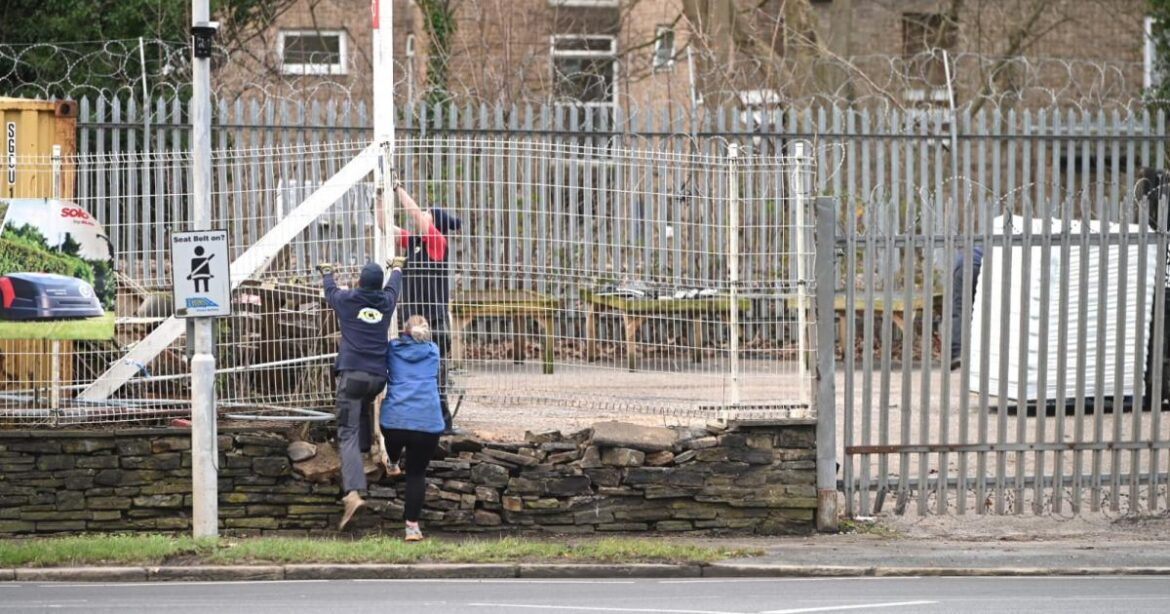Damage outside ACW Garden Centre in Bradford after crash Damage outside ACW Garden Centre in Bradford after crash