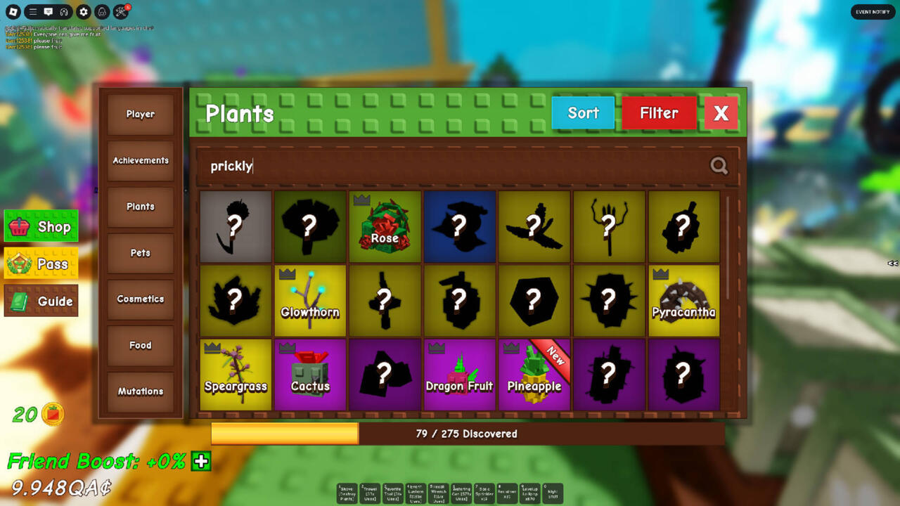 The in-game guide has all the Prickly plants listed in order of rarity if you type it in the search bar.