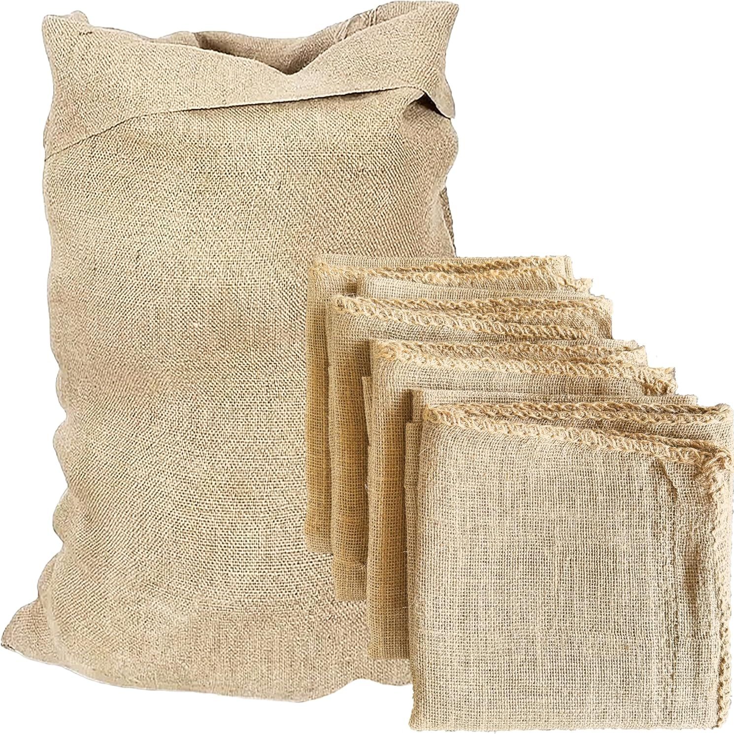 B53 Pack of 4 23" X 40" Burlap Bags - Multipurpose Reusable Burlap Sack for Vegetables and Gardening, Onion Storage, Potato Sack Race Bags for Outdoors