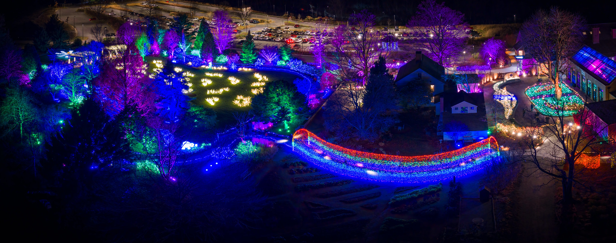 The New England Botanical Garden at Tower Hill's 2025 "Night Lights" holiday lights display will illuminate Boylston daily through Jan. 4, 2026.