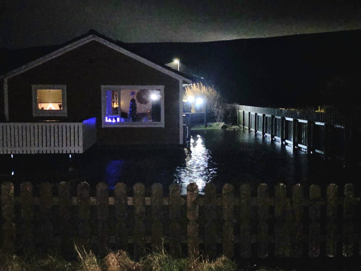 Flooding in Tingwall garden and reports of standing water on roads after heavy rain Flooding in Tingwall garden and reports of standing water on roads after heavy rain