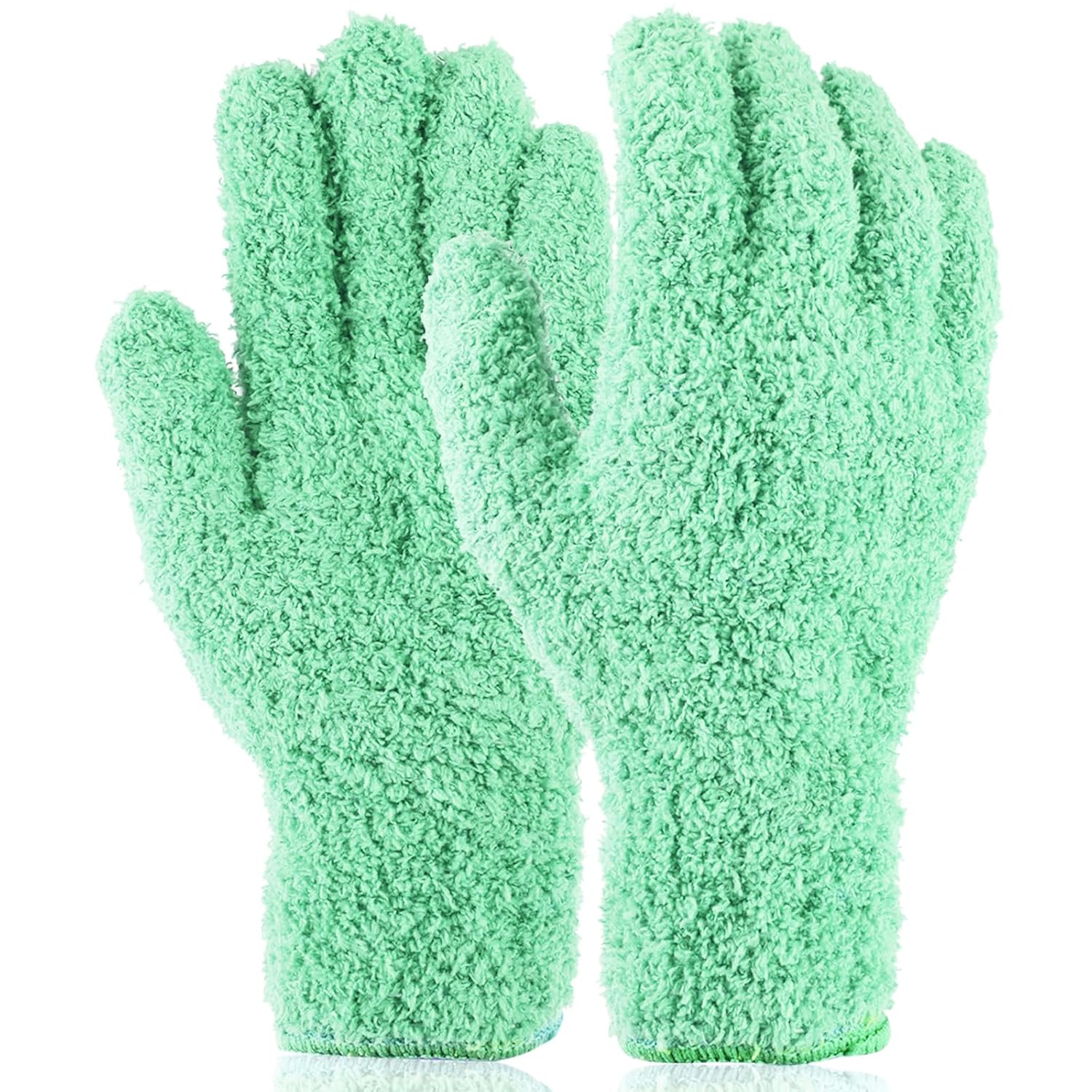 Ymapinc Microfiber Gloves for Plant Dusting, 1 Pair Green Kitchen Indoor Gloves Reusable Dusting Mitt for House Use Desk Window Blind Screen Car Wash