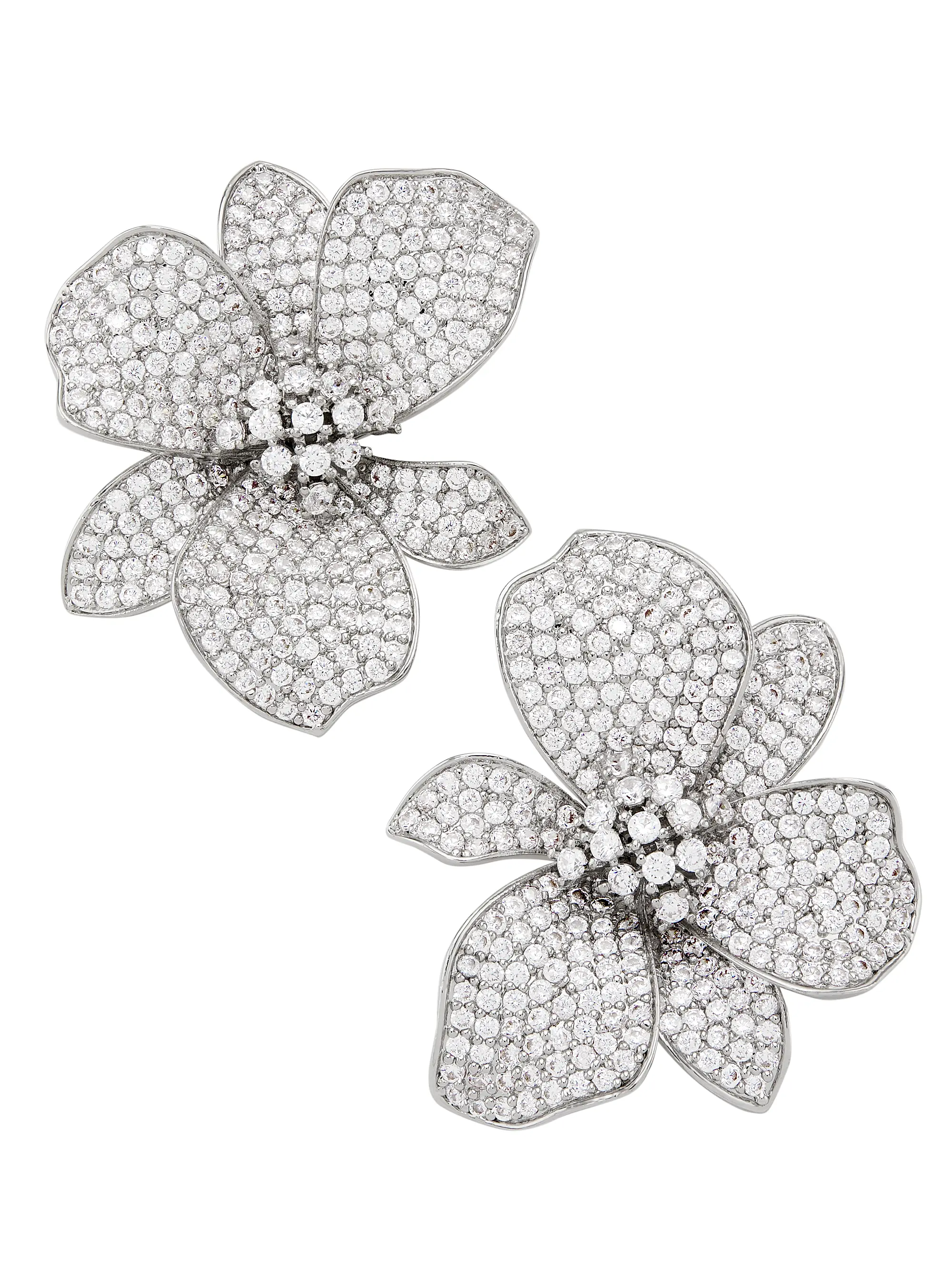 Eden Sterling Silver &amp; Cubic Zirconia Flower Earrings