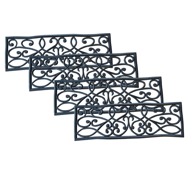 Fleur De Lis Living Conover Rubber Scrollwork Black Stair Tread & Reviews | Wayfair