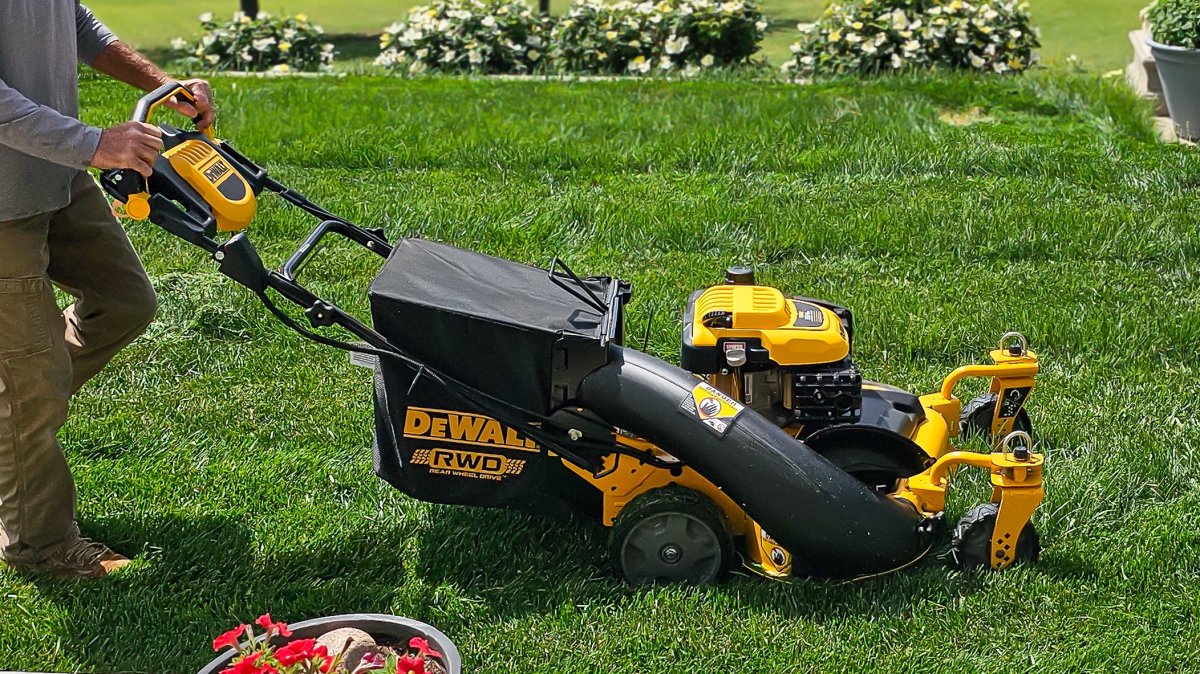 DeWalt mower in action