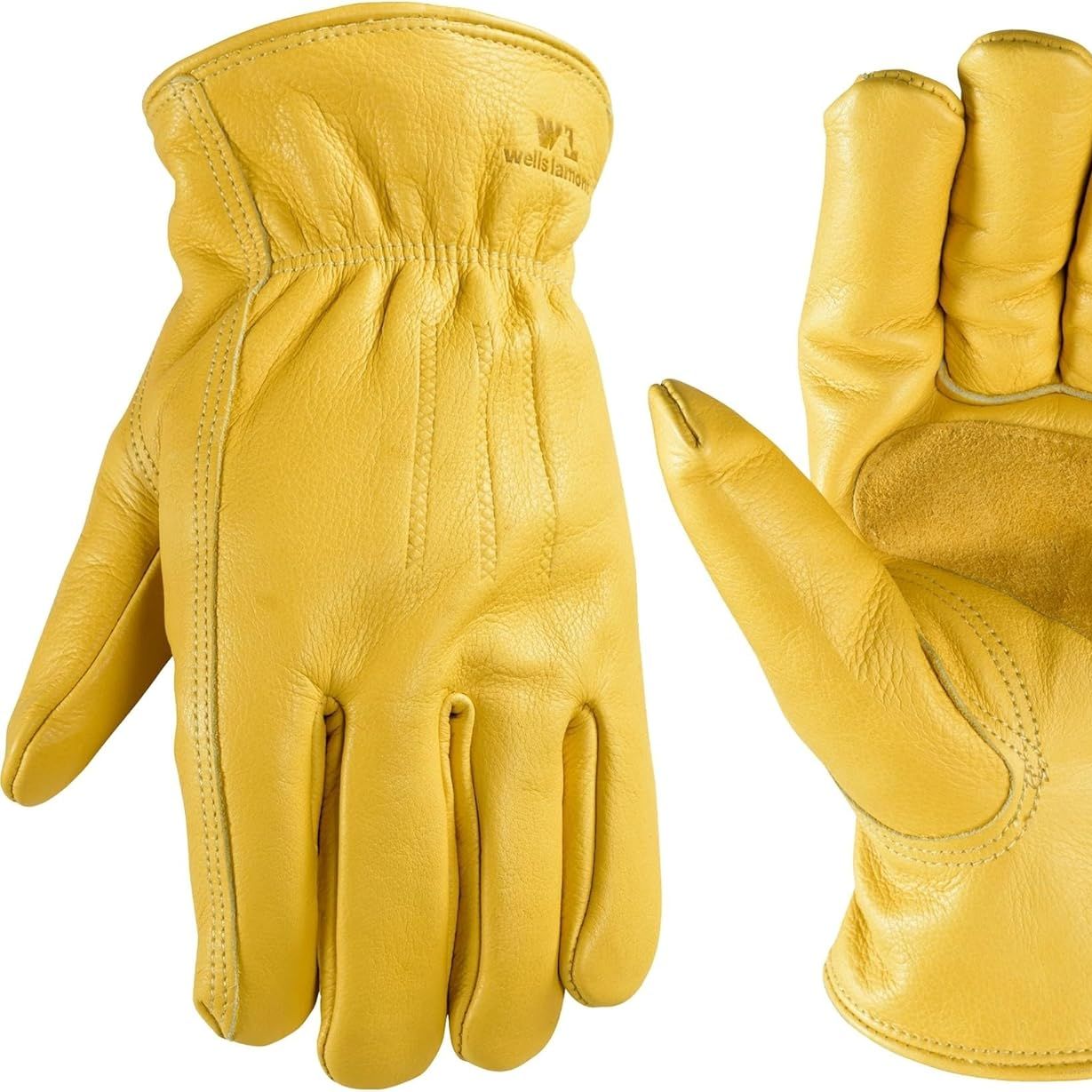 Wells Lamont Men's Winter Leather Work Gloves, 100-Gram Thinsulate, Cowhide, Lined Leather, Large 1108l, Yellow