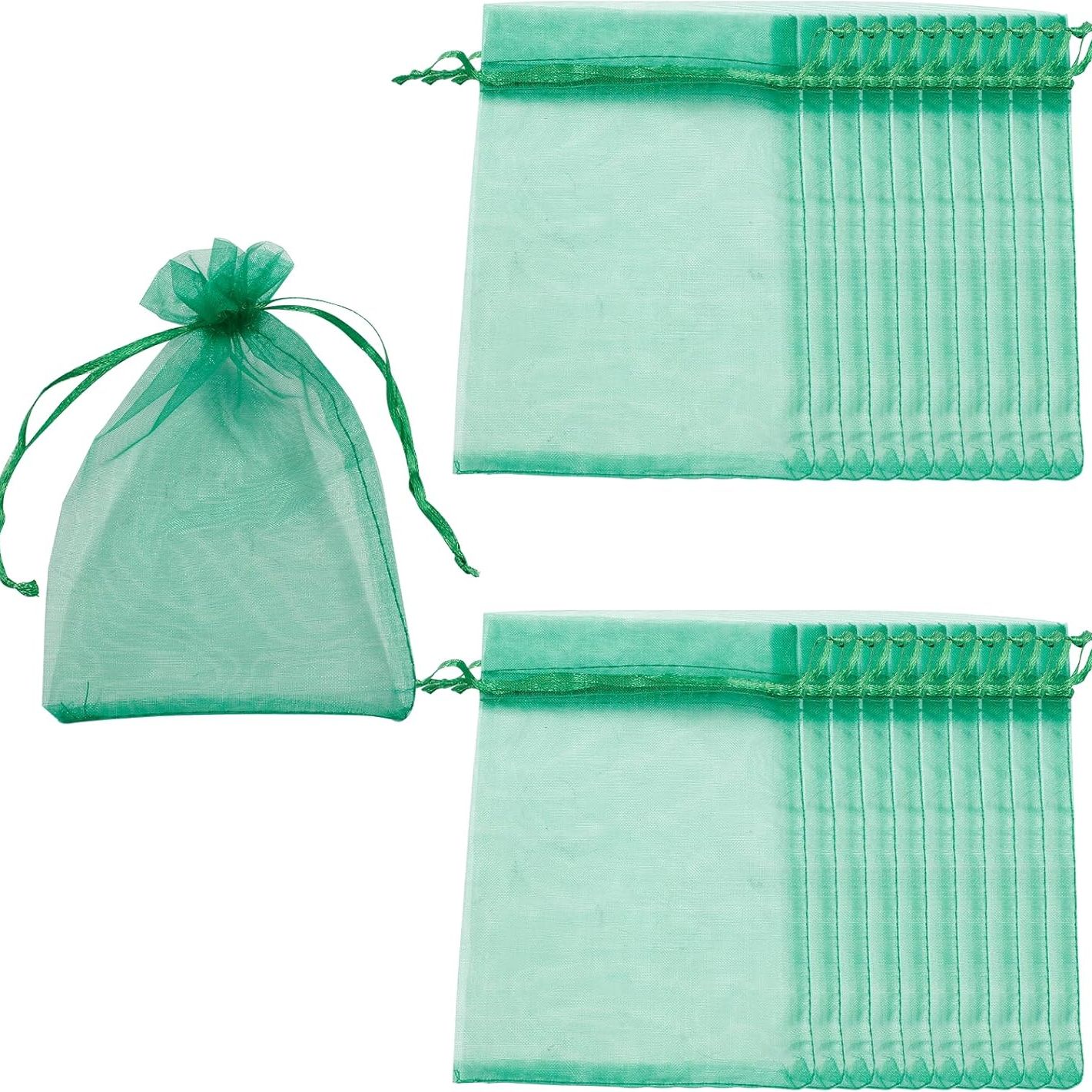 Rierdge 50 Pcs Fruit Protection Bags, 6" X 4" Green Garden Mesh Cover Bag With Bilateral Drawstring for Protecting Flower Fruit Plant Vegetables