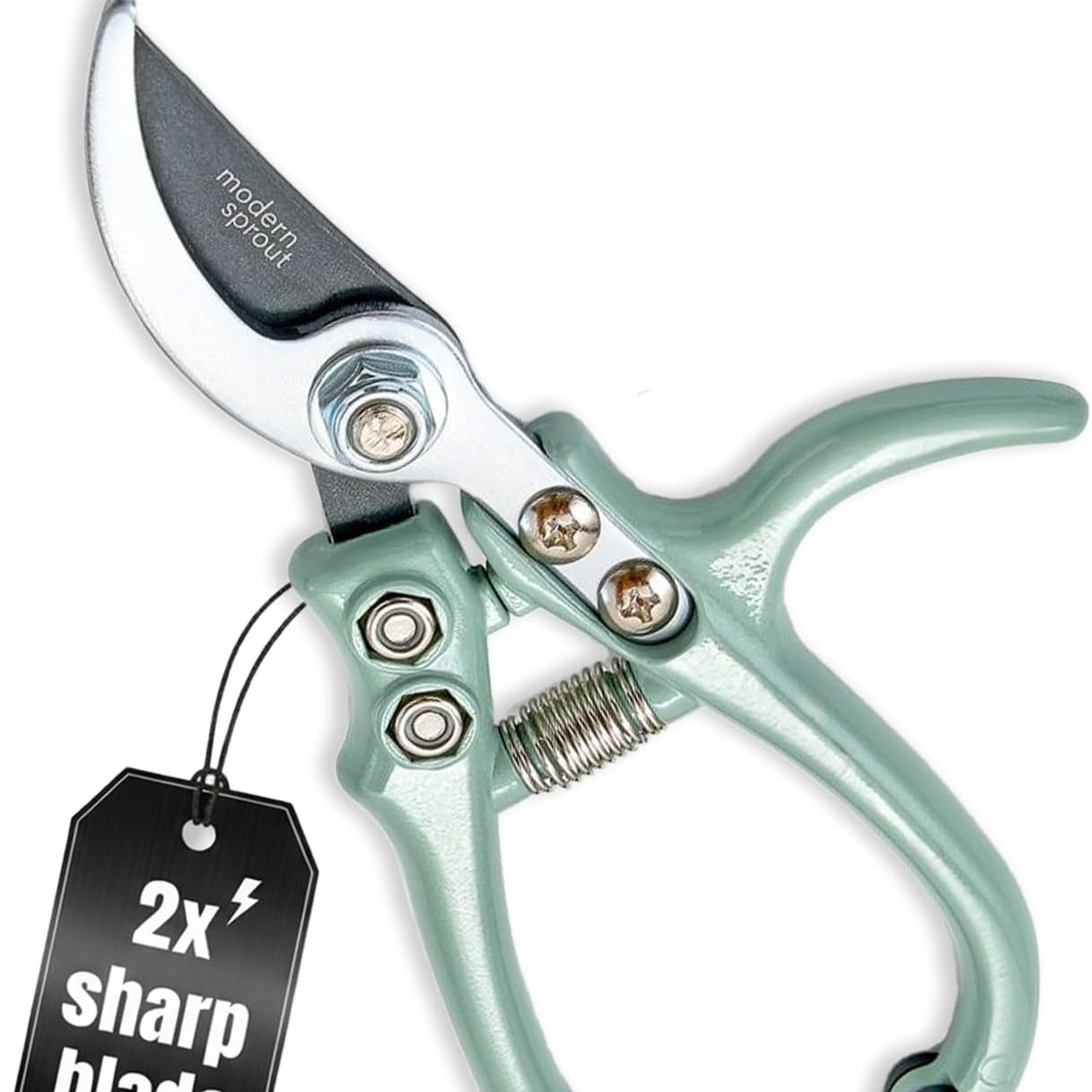 Modern Sprout Hand Pruners - Lightweight Pruning Shears W/easy Lock- Gardening Scissors - Bypass Sharp Carbon Steel Blade - Rust Resistant - Garden Tools - Reusable Holster - Sage