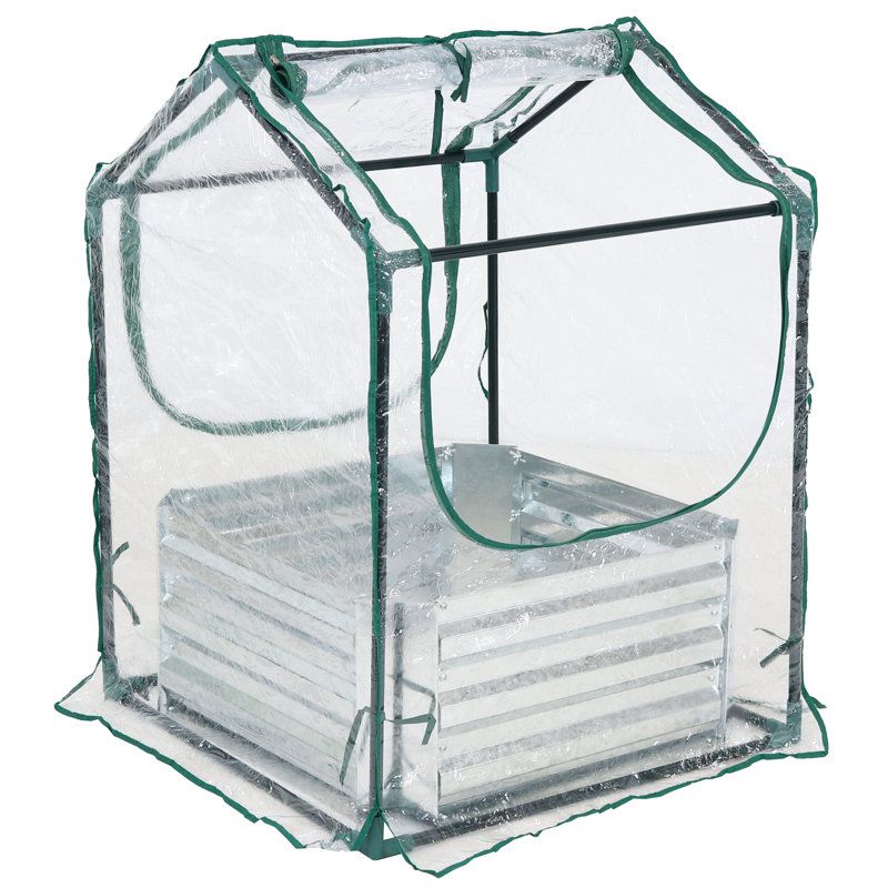 Arlmont &amp; Co. Garmer Outdoor Mini Greenhouse With Metal Raised Garden Bed and Clear Cover &amp; Reviews | Wayfair