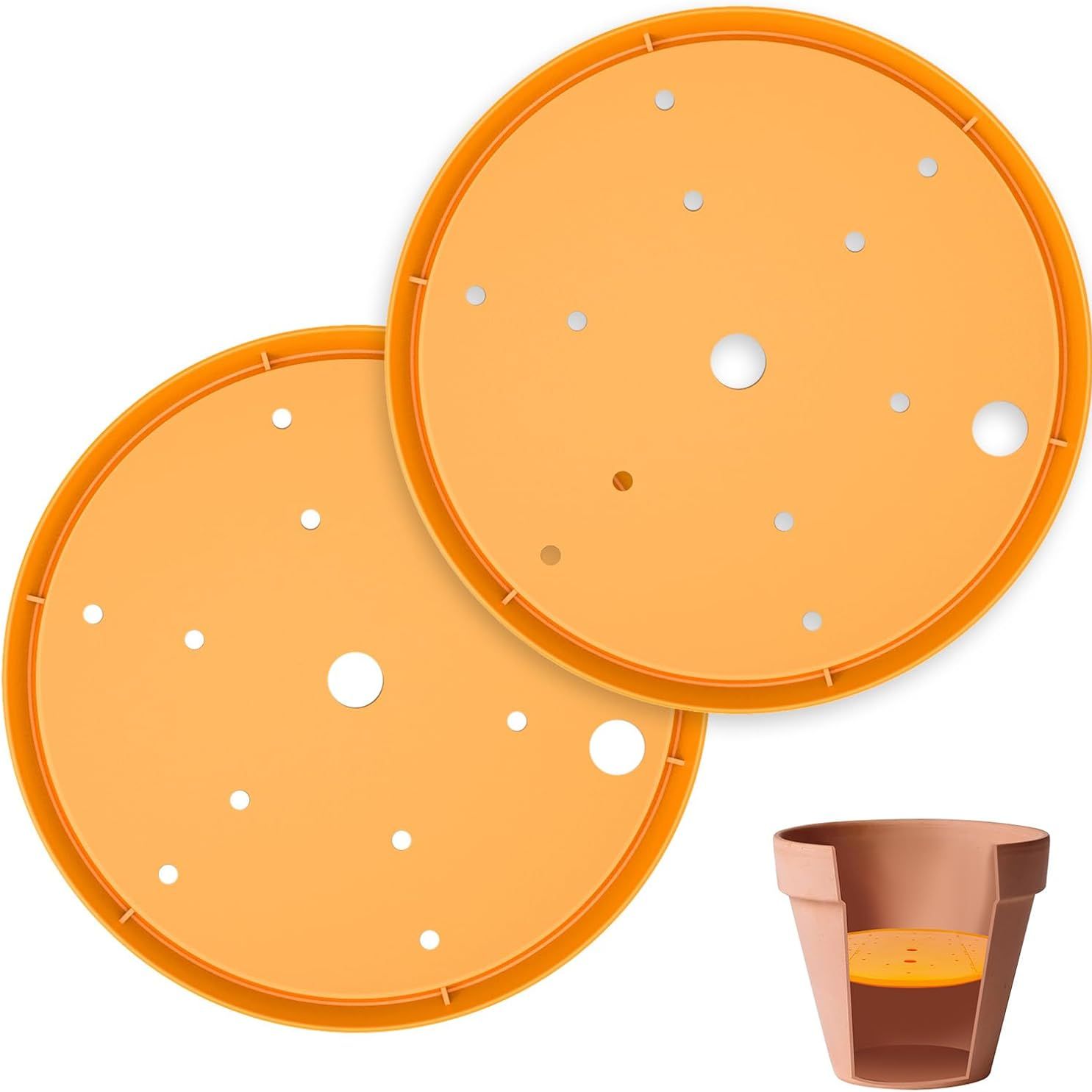 Lettry 2pcs Planter Inserts for Large Pots, 10" Round Plastic Planter Insert With Drainage Holes for Place Inside Planters to Use Less Potting Soil for Tall Flower Pots Plant Containers (10inch)