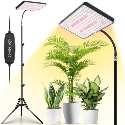 Lbw Grow Lights for Indoor Plants Full Spectrum With Stand,214 Leds Standing Plant Lights for Indoor Growing,floor Grow Plant Lamp With 4/8/12h Timer,6 Brightness Levels,75" Adjustable Tripod