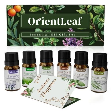Orientleaf Essential Oils Set With Greeting Card, Gift Sets for Women, 100% Pure Essential Oil for Diffuser, Aromatherapy, Sleep, Massage &amp; Diy