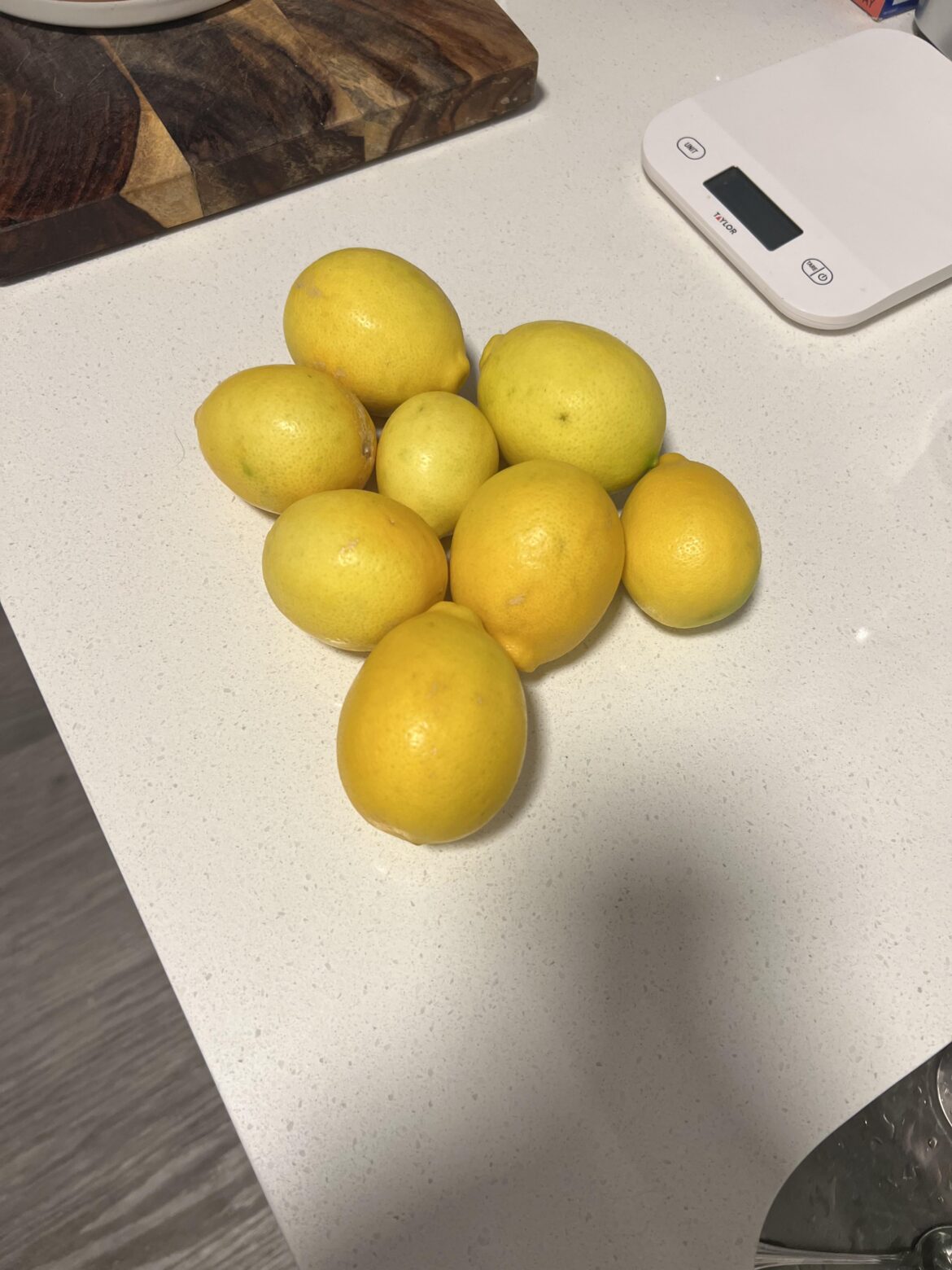 Our first harvest of lemons from our dwarf Meyer Lemon tree!