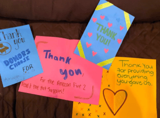 Thank you notes from students helped by DonorsChoose donors