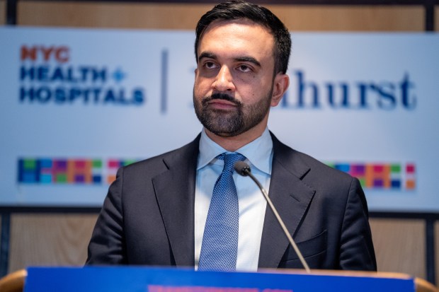 Mayor-elect Zohran Mamdani speaks during a press conference at Elmhurst Medical Center where he announced the appointments of Steve Banks, Helen Arteaga and Ramzi Kassem, Tuesday, Dec. 30, 2025, in Queens, New York. (Barry Williams/ New York Daily News)