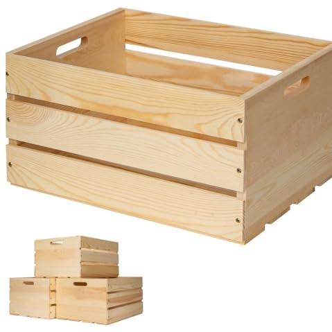 Forbrads 1 Piece Large Pine Wood Crates for Storage, Unfinished Natural Wooden Crates, 17" X 13" X 8.9"