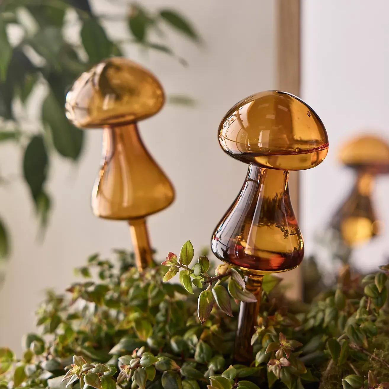 Mushroom Watering Globes, Set of 2
