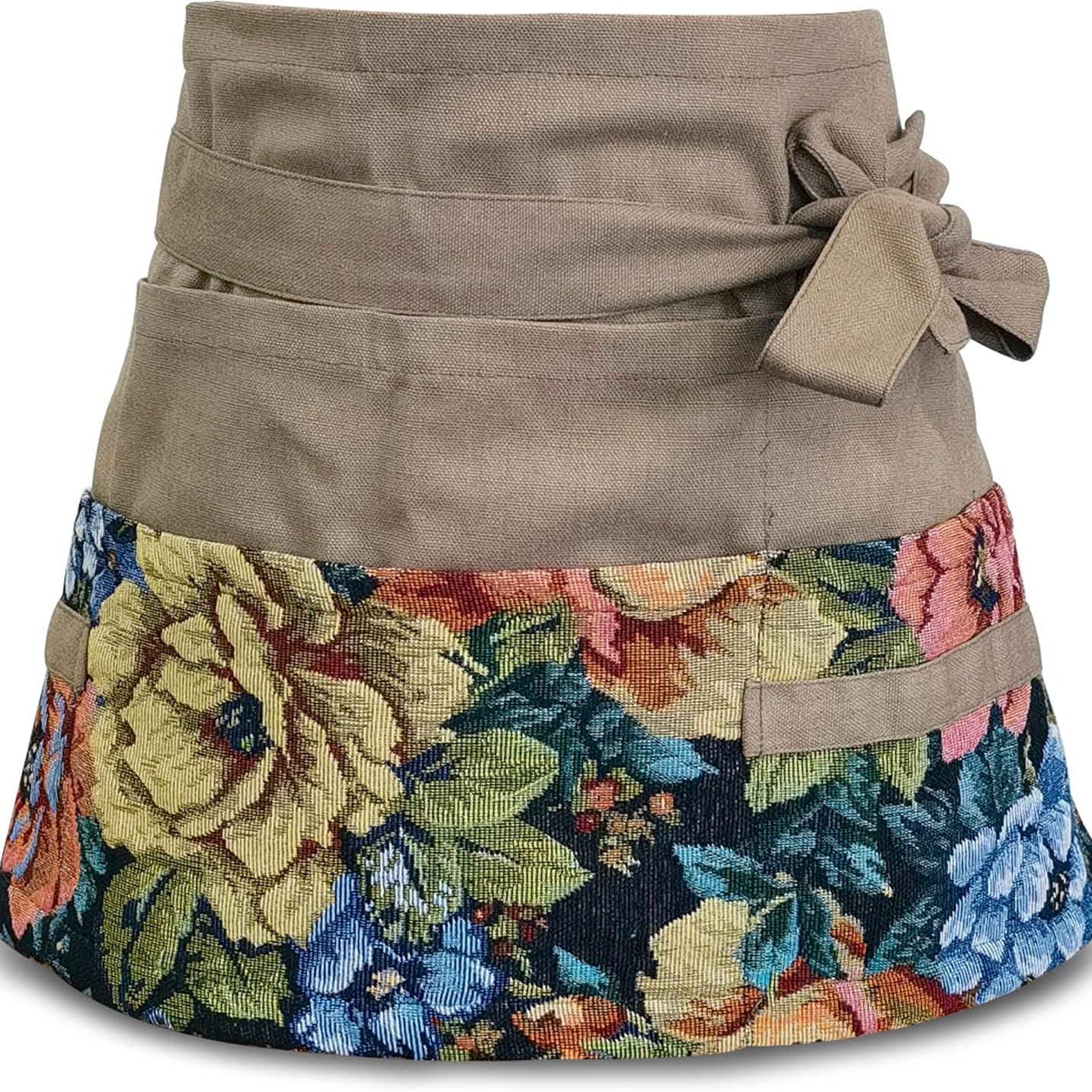 Milcil Garden Apron for Woman, Gardening Florist Apron, Half Apron With 8 Pockets and 6 Strong Fabric Hangers for Tools or Gloves, Blue