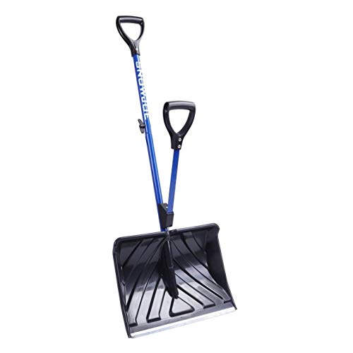 Snow Joe Shovelution Snow Shovel, Strain Reducing With Spring Assisted Handle, Poly Blade, &amp; 50" Assembled Height