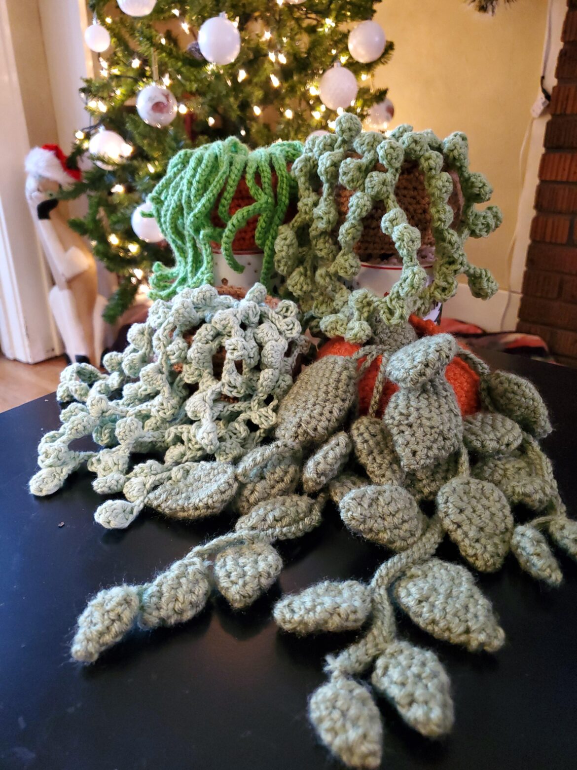 I taught myself to crochet this month as part of neuro rehab. Since I have a well known love for plants, I decided to make everyone on my Care Team their own "forever" plant