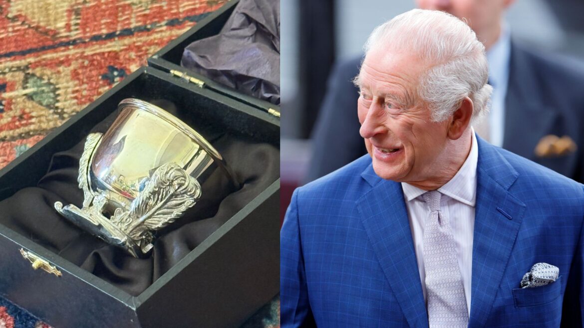 Former Royal Gardener Reveals the “Amazing” Gifts King Charles Gave Him Over the Years A silver salt shaker; King Charles smiling in a blue suit