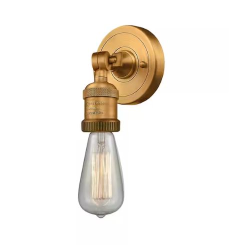 Home Depot, Bare Bulb 1-Light Brushed Brass Wall Sconce