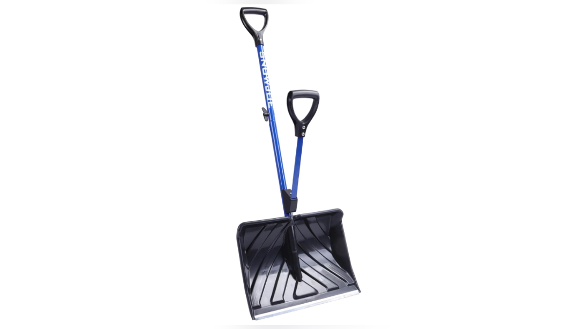 Move snow the old-fashioned way with an ergonomic shovel. 