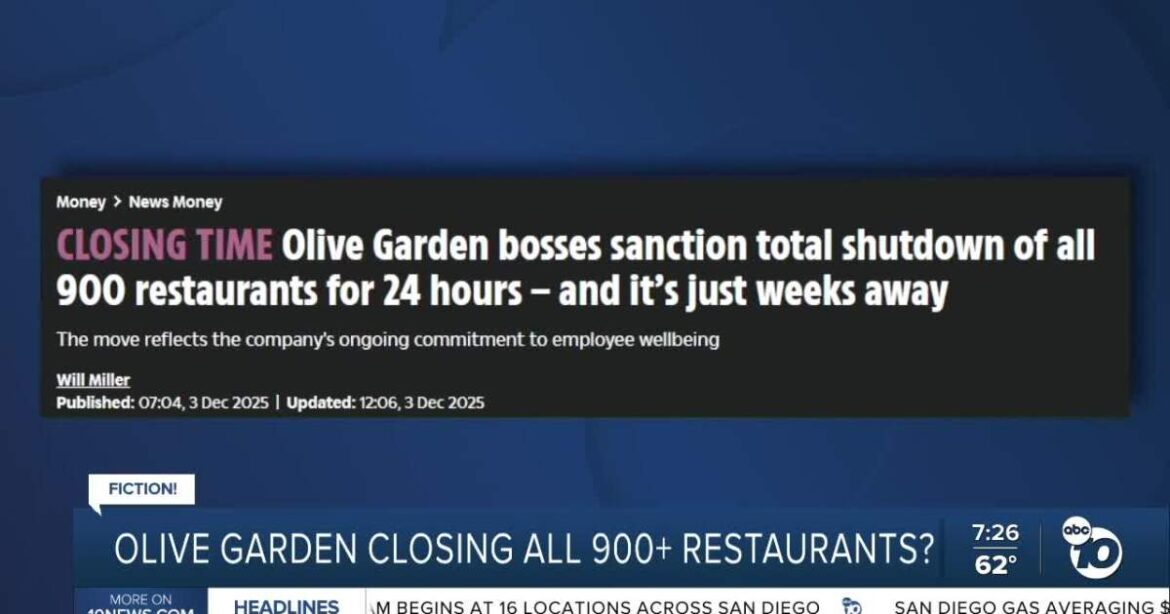 Olive Garden plans to close all 900 of its restaurants? Olive Garden plans to close all 900 of its restaurants?