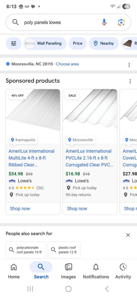 Discounted Poly panels 4x8