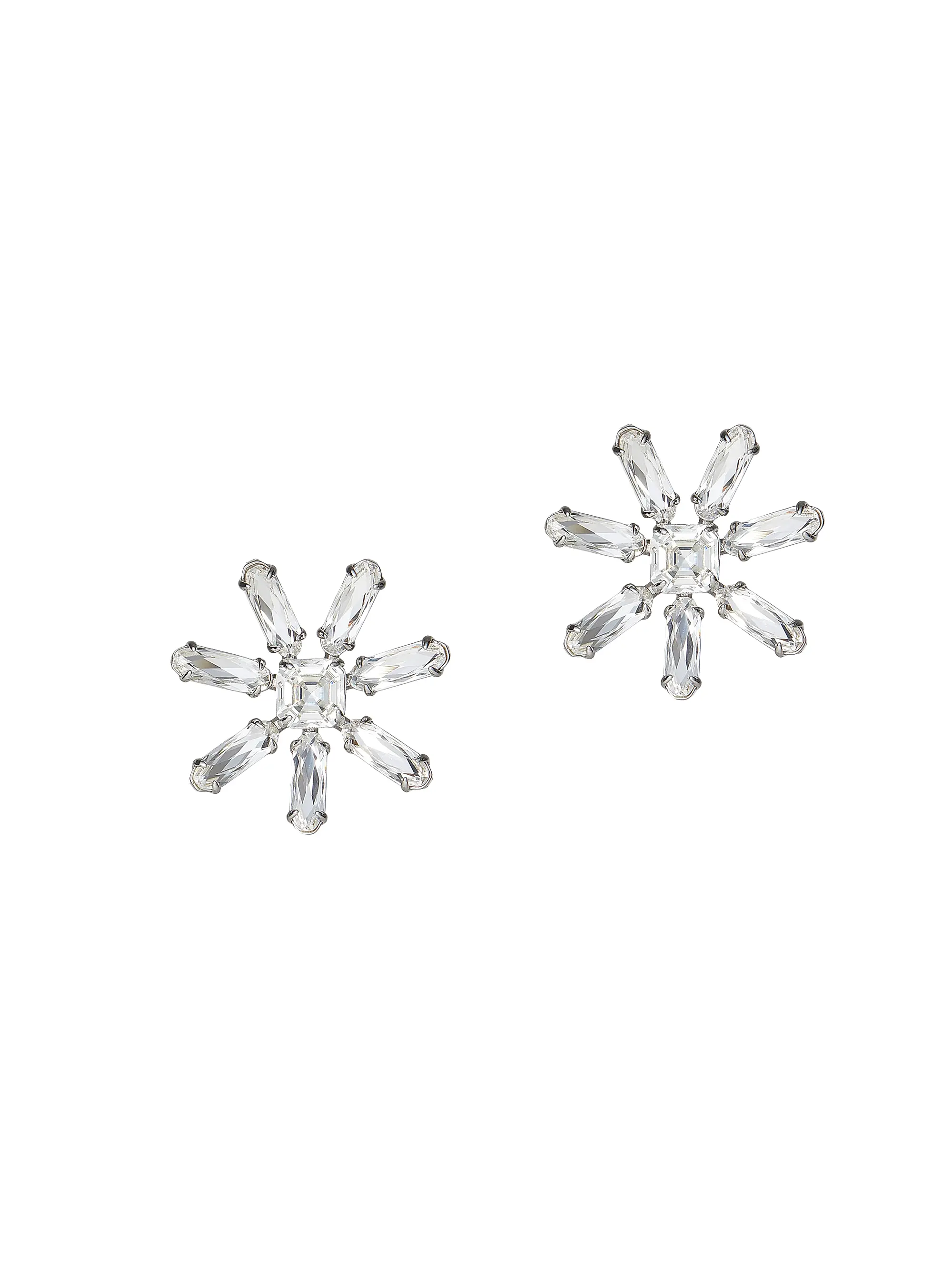Silvertone &amp; Glass Crystal Daisy Earrings