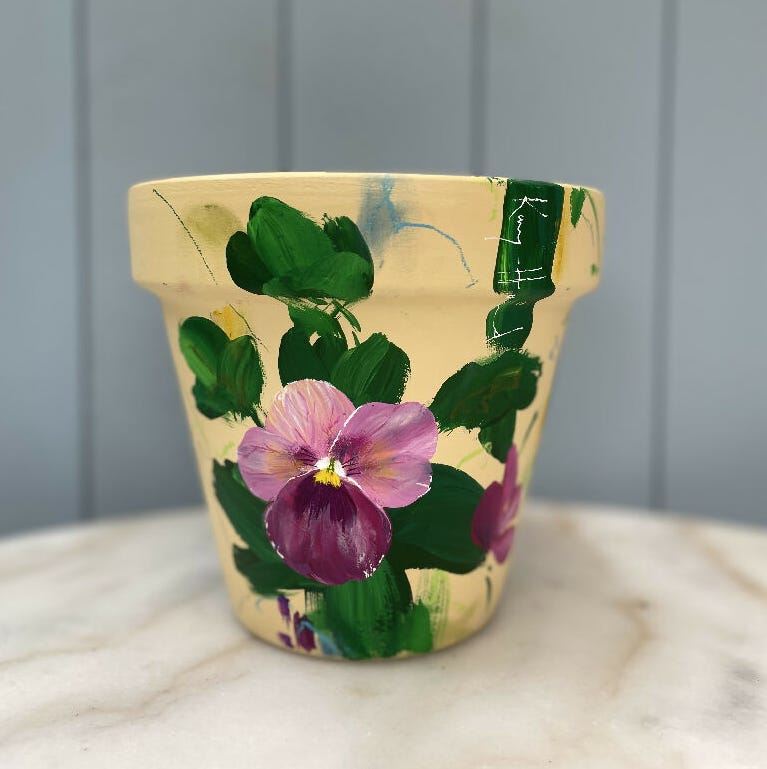 Hand Painted Floral Plant Pot - Lady Collection