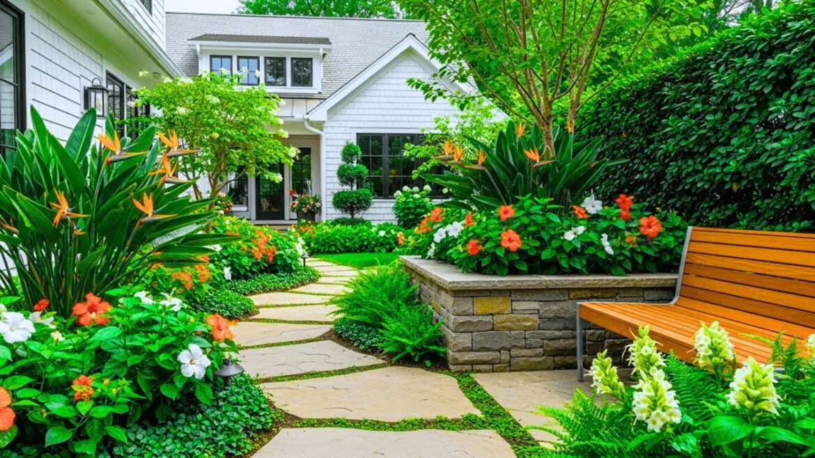 This Small Front Yard Became a Hidden Tropical Paradise | Modern Farmhouse Style