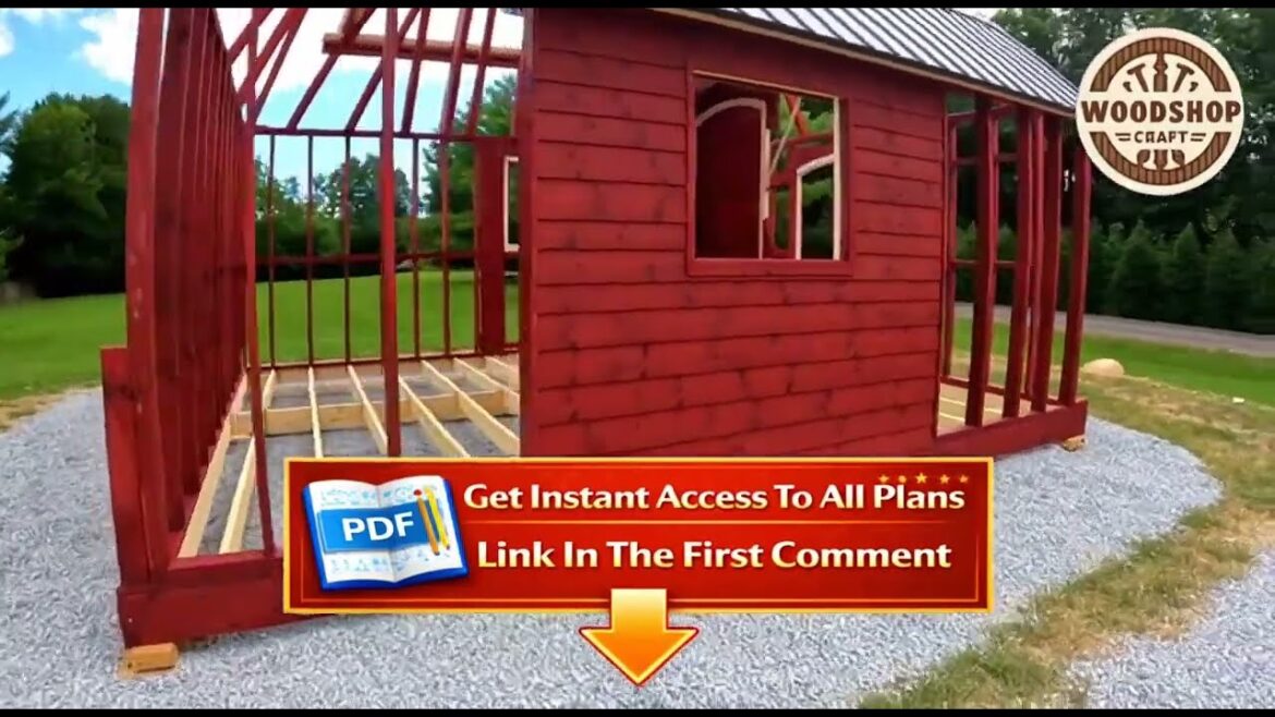 Classic Farm Style 14x20 Garden Shed Plans Red Wood Frame DIY Blueprint Proven