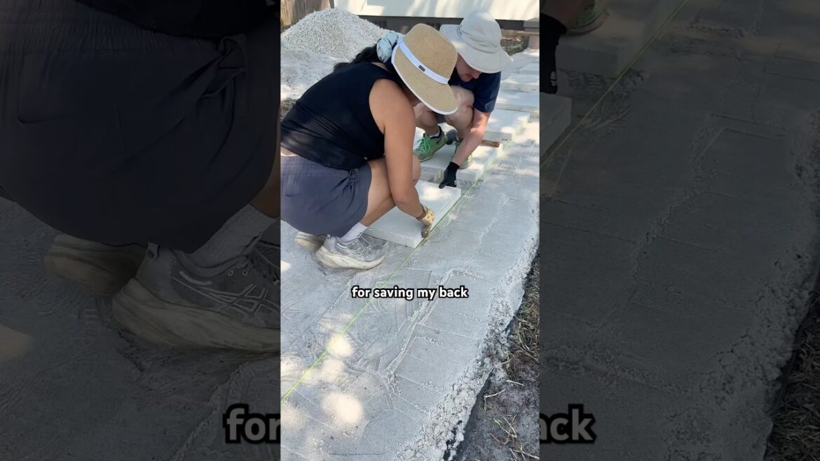 how we made a paver stepping stone path above our existing concrete sidewalk 🚧