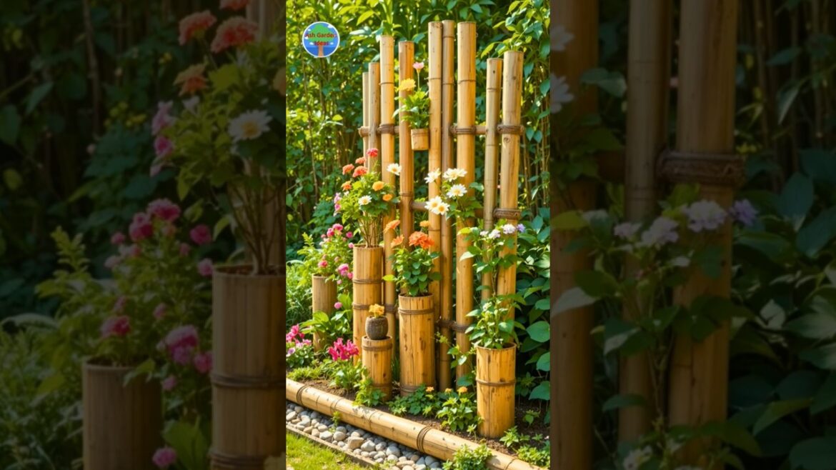 Garden decoration idea with bamboo pieces