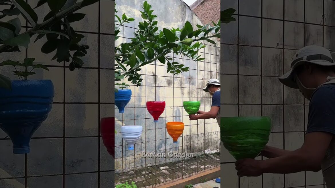 make a vertical garden from used gallons