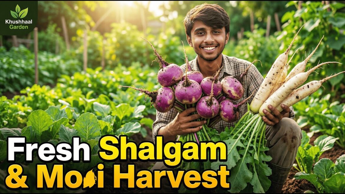 Fresh Shalgam & Moli Harvest from Home Garden 🏡 | Easy Vegetable Gardening | Khushhaal Garden