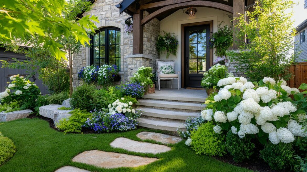 Small Townhouse Front Yard Landscaping Ideas With Rustic Farmhouse Garden Vibes