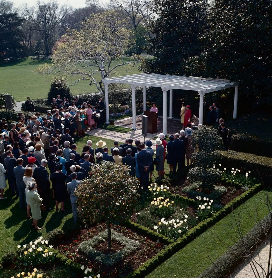 Bettmann/Corbis/Getty The dedication ceremony for the Jacqueline Kennedy Garden on April 22, 1965