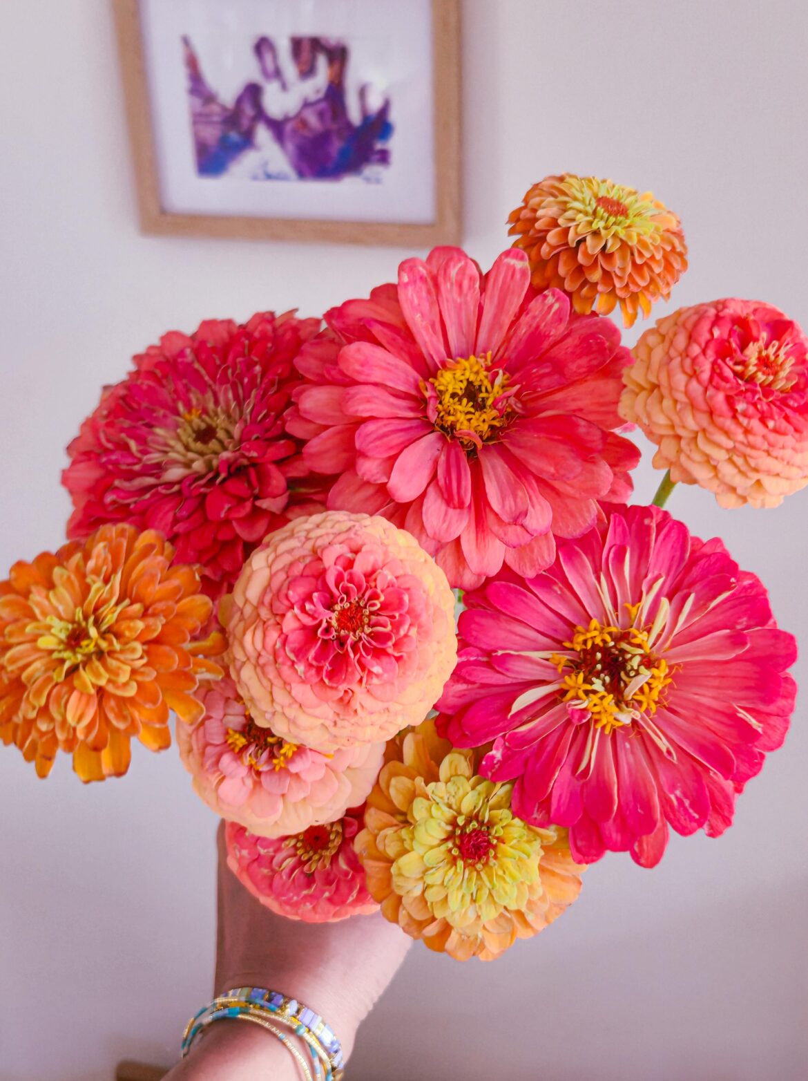 Zinnia bouquet- my first season growing flowers!