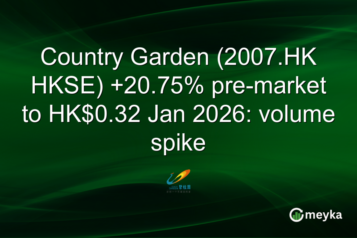 Country Garden (2007.HK HKSE) +20.75% pre-market to HK$0.32 Jan 2026: volume spike Country Garden (2007.HK HKSE) +20.75% pre-market to HK$0.32 Jan 2026: volume spike