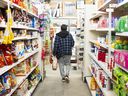 A person shops at a grocery store in Neskantaga, Ont., on Sunday, Oct. 26, 2025.