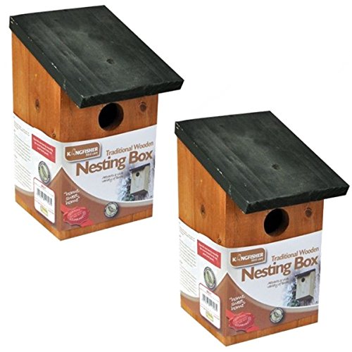 2 X Wooden Nesting Box Bird House Nesting Box Small Birds Bluetit Robin Sparrow