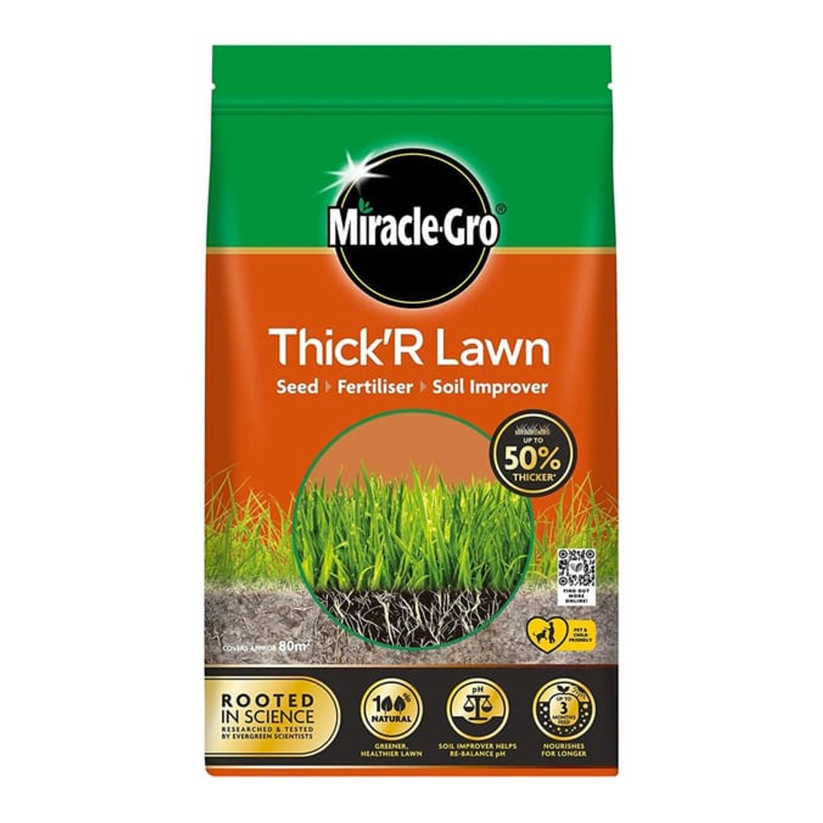 Miracle-Gro Thick'R Lawn Seed, Fertiliser & Soil Improver