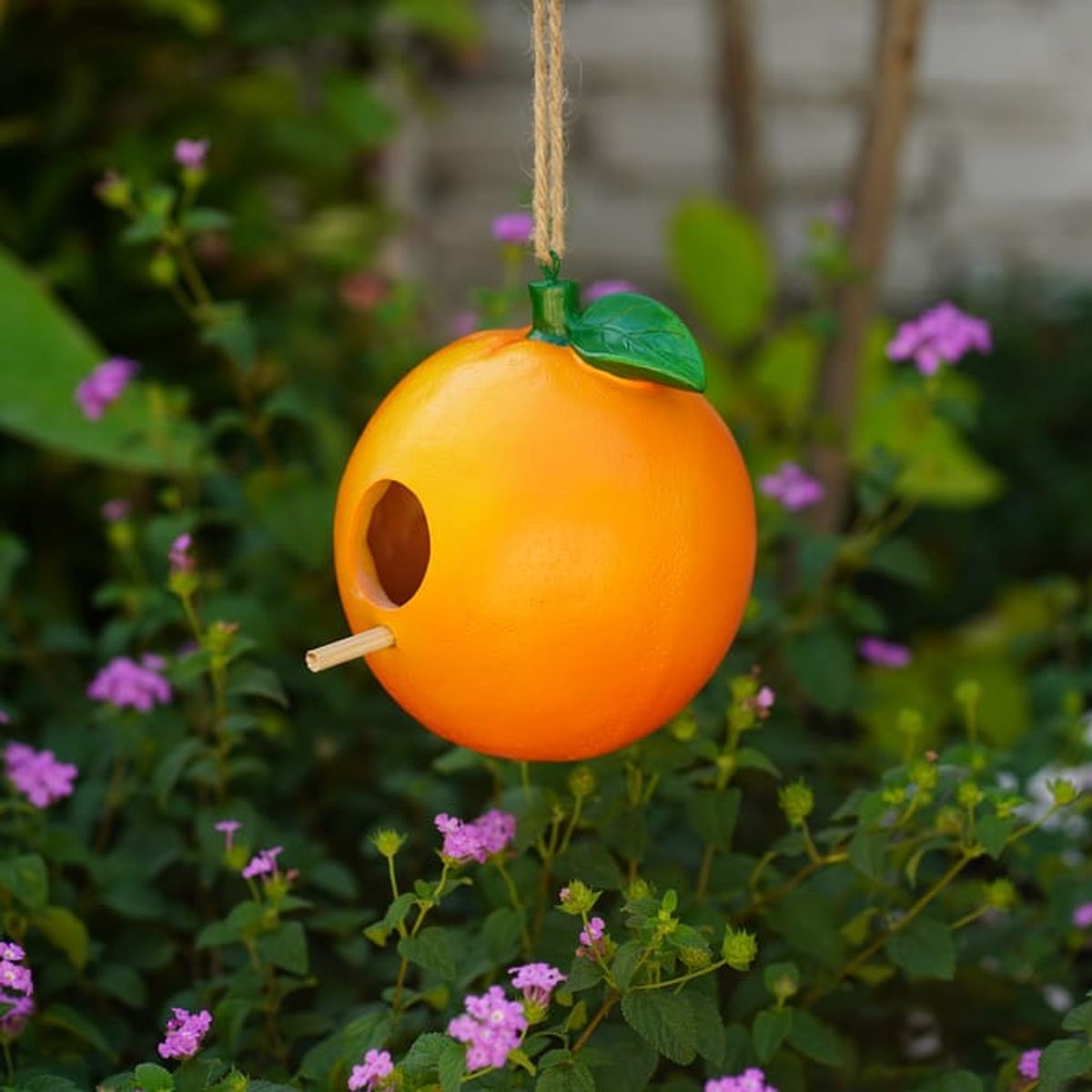 Jardin Polyresin Fruit Bird House Orange