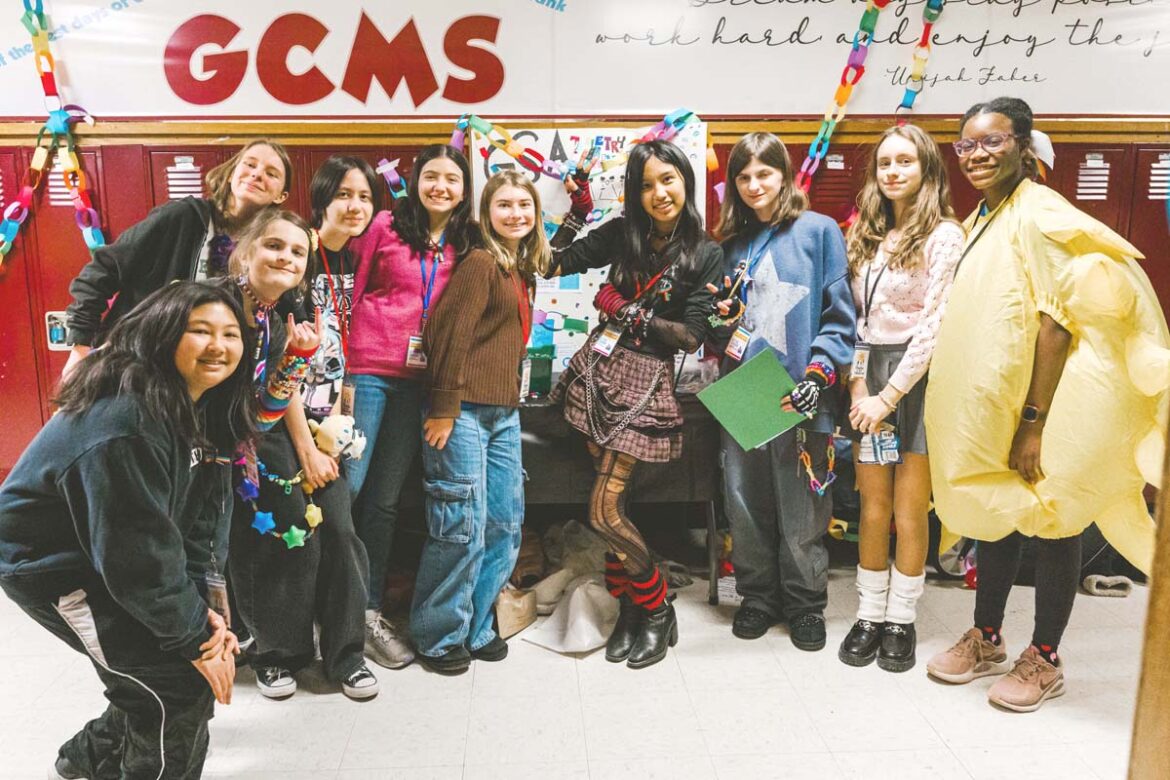 Middle School hosts annual Cares-A-Thon Middle School girls wearing costumes