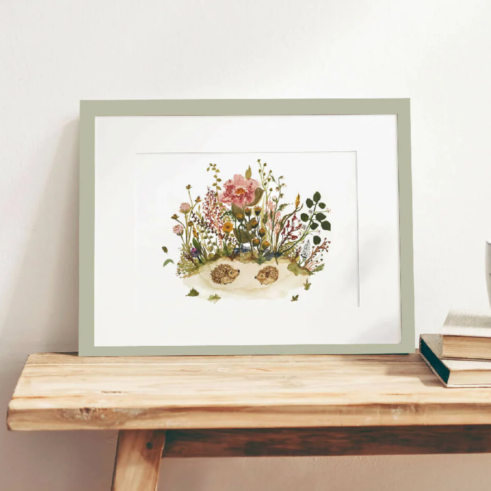 Hedgehog Meadow Art Print