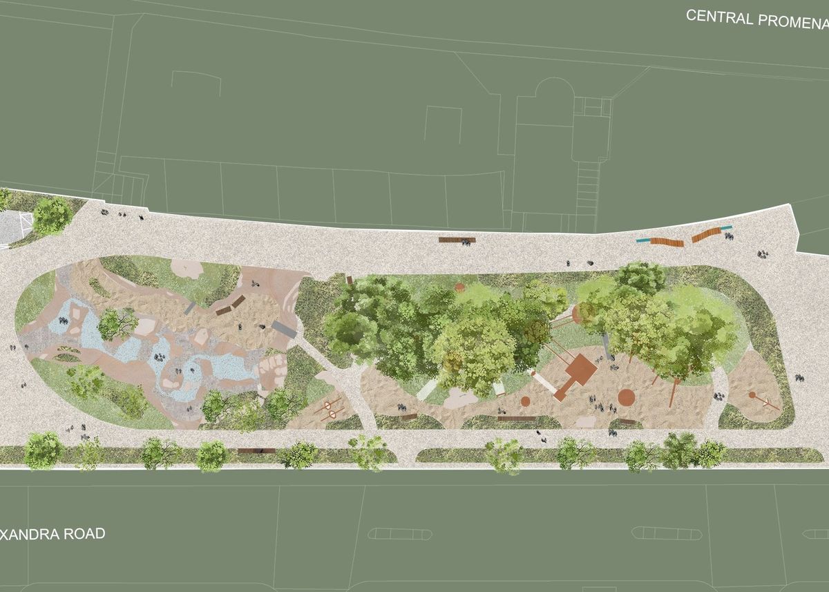 An illustrative site plan for the rejuvenation of Pier Gardens, Cleethorpes